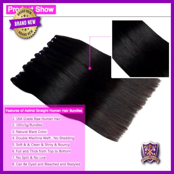 4 Brazilian Virgin Hair Bundles 14-20 Inch Straight Quick Weave